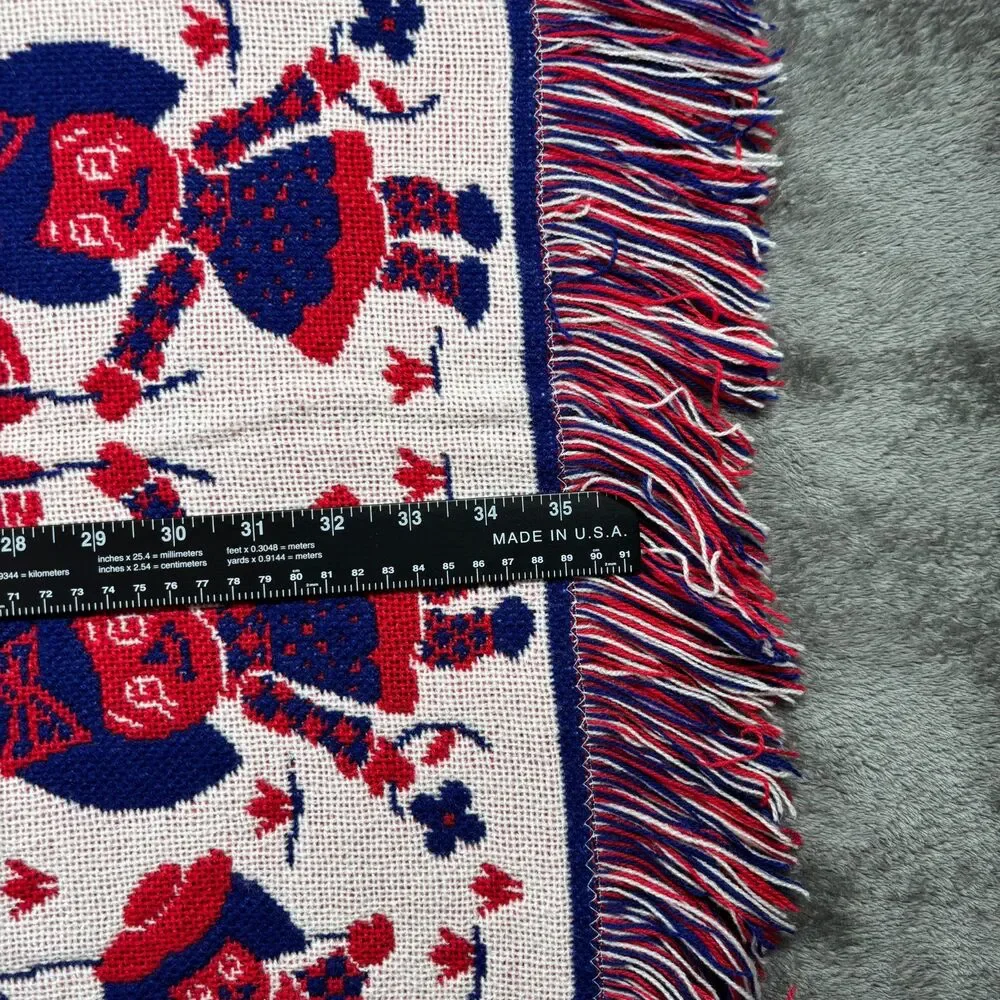 Nannekins by Nannette Raggedy Ann & Andy Vintage 60s Throw Baby Blanket Red Blue
